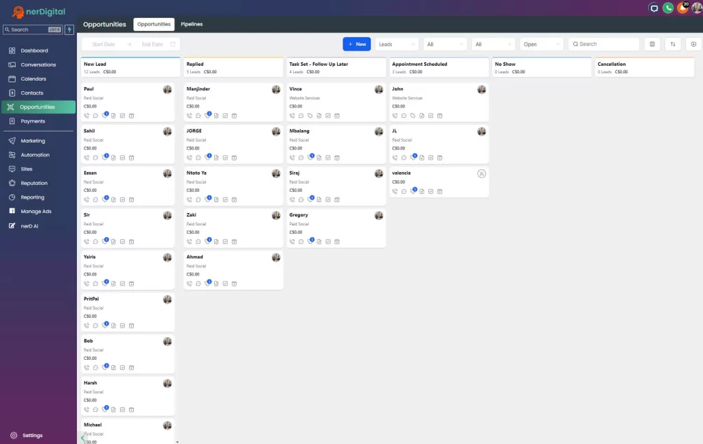 nerDigital All-in-One Business Growth CRM Opportunities Management